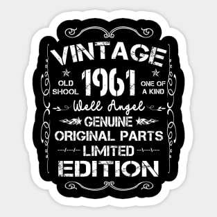 Vintage Made In 1961 Retro Classic 60th Birthday Decorations Sticker